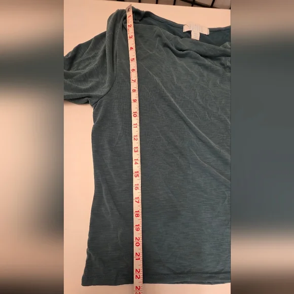 NWT ~ Bunulu Women's Elegant Teal Cowl Neck Long Sleeve Blouse ~ Size XL - Picture 8 of 8